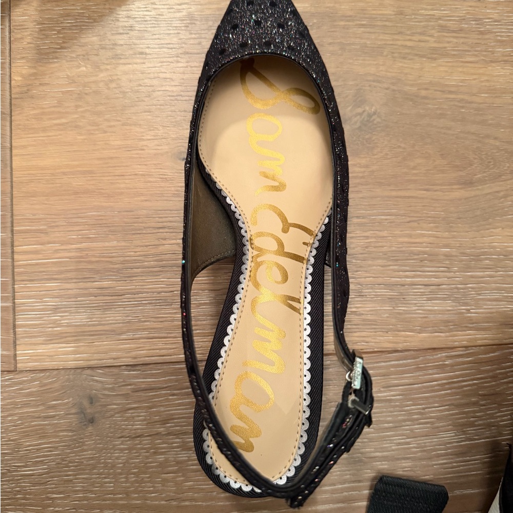 Sam Edelman Glittery Black Slingback Flats - Picture 2 of 4